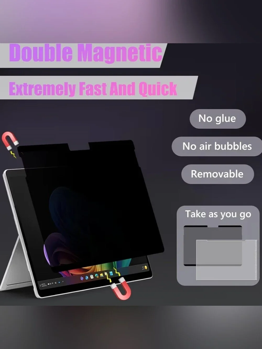 Magnetic Removable Privacy Screen/Anti Glare for Surface Pro 11/10/9/8/X - 13